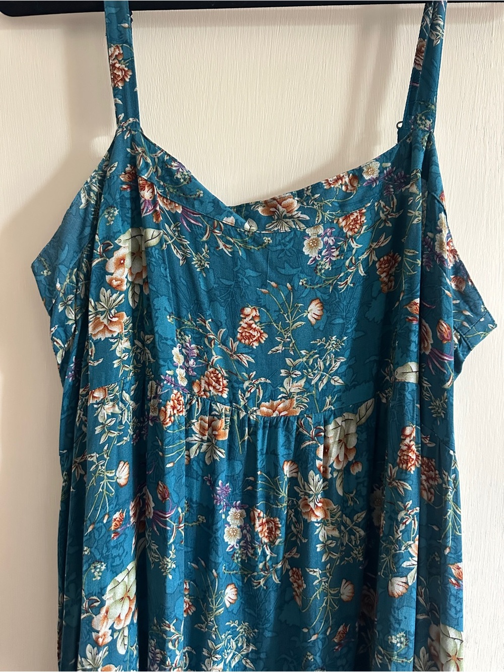 NATURAL LIFE Teal Floral Spaghetti-Strap Maxi Dress - Picture 2 of 3